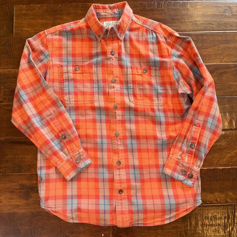 Duluth Trading Co.‎ Free Swingin' Rust Orange Flannel Shirt Size Medium Outdoors